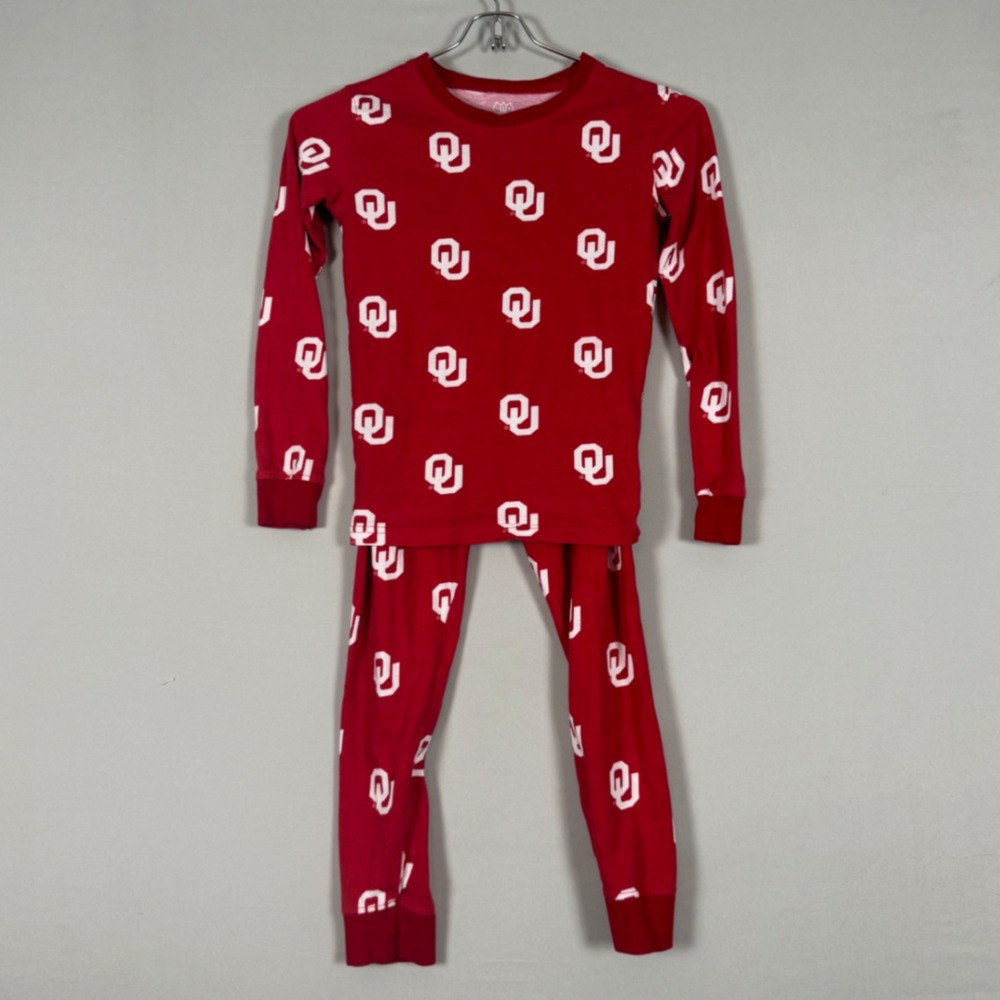 Wes and Willy Oklahoma Sooners Pajama Set Kids Size 8 Red New No Tags Organic